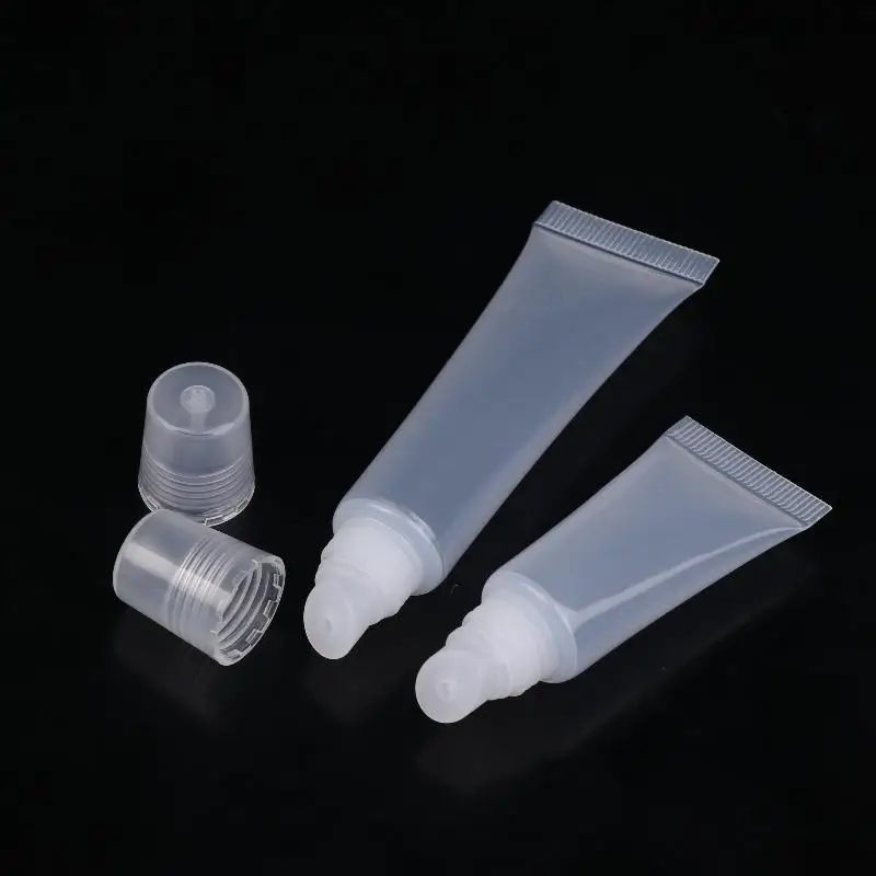 【W】10 Uds. Tubo de lápiz labial vacío de 5/10/15ml bálsamo labial tubo suave maquillaje exprimidor contenedor de brillo de labios transparente
