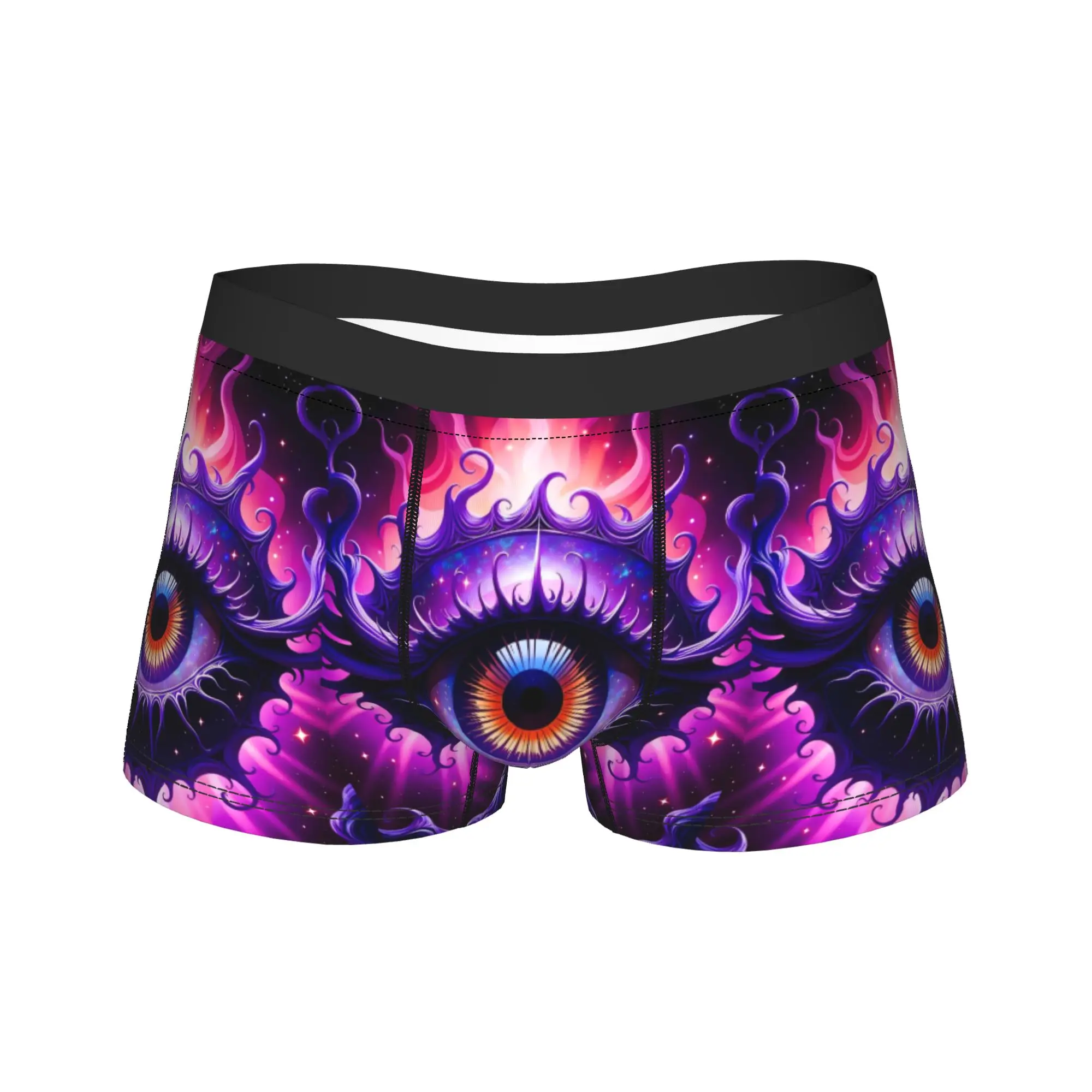Psychedelic Purple Glowing Giant Eye Underwear  Customs Boxershorts Trenky Males Underpants Comfortable Boxer Brief Gift
