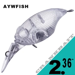 AYWFISH 15PCS Float Artificial Crank Blank Bait Shallow Diver Fishing Lures 2.36IN 5G Mini Unpainted Crankbait Wobblers