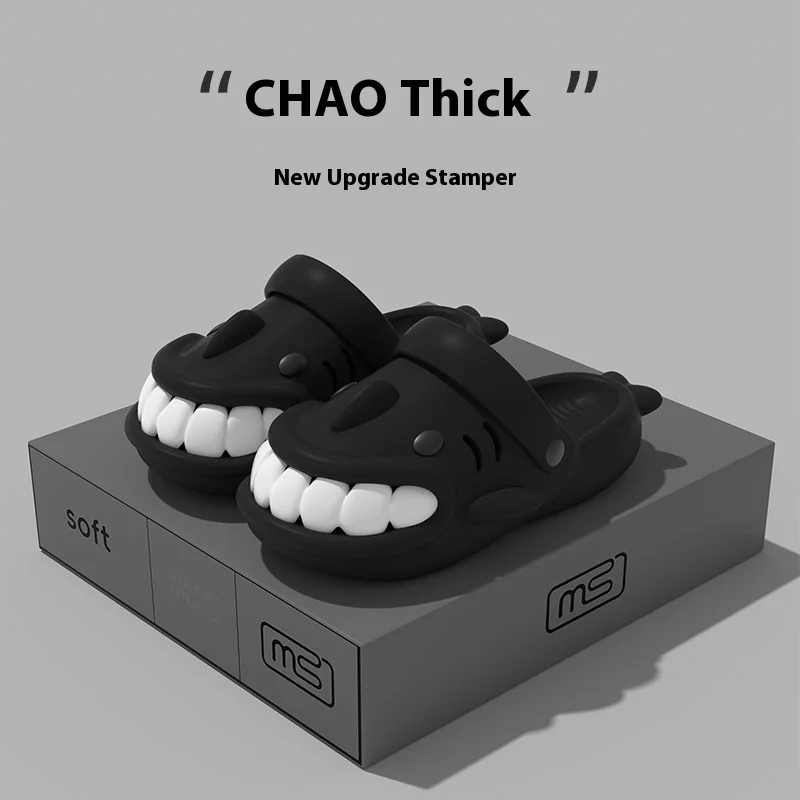 

Ugly and Cute Shark 2024 New Summer Funny Cool Slippers for Women Thick Bottom Home Style Cartoon Hole Shoes 2025 Summer