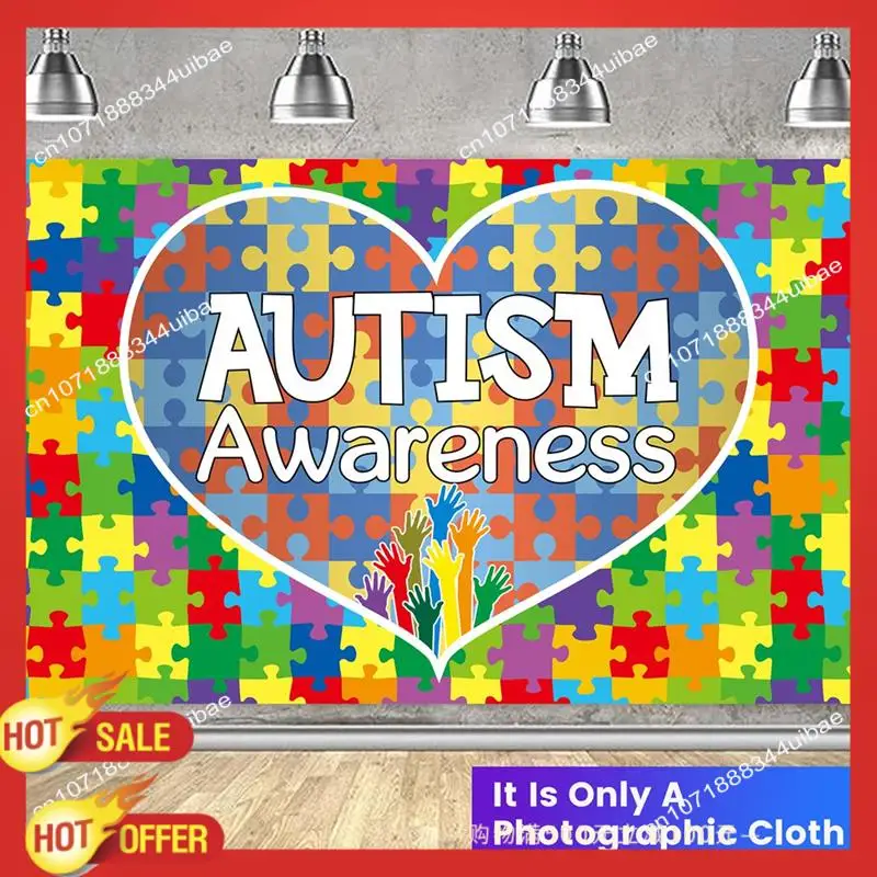 

B47C 180X115 см фон для фотосъемки ткань мир день аутизма баннер фон головоломка сцена установка фон ткань легко U