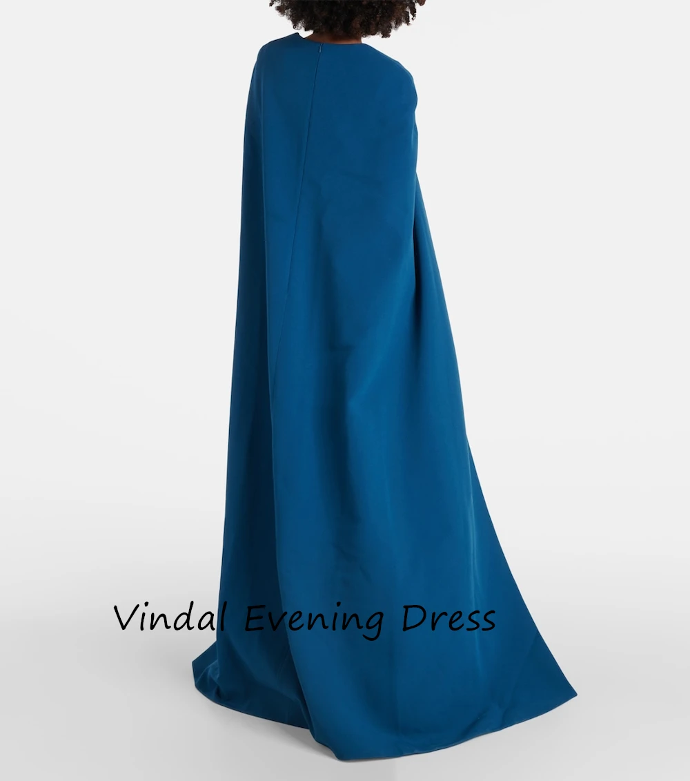 Vindal Crepe Floor length Square Neckline luxurious Ruffle Straight Breast Padding Elegant Short Sleeves السعود For Woman 2024