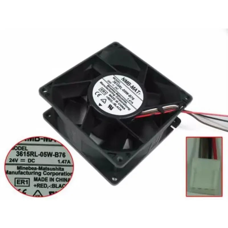 NMB-MAT 3615RL-05W-B76 ER1 DC 24V 1.47A 90x90x38mm 4-Wire Server Cooling Fan