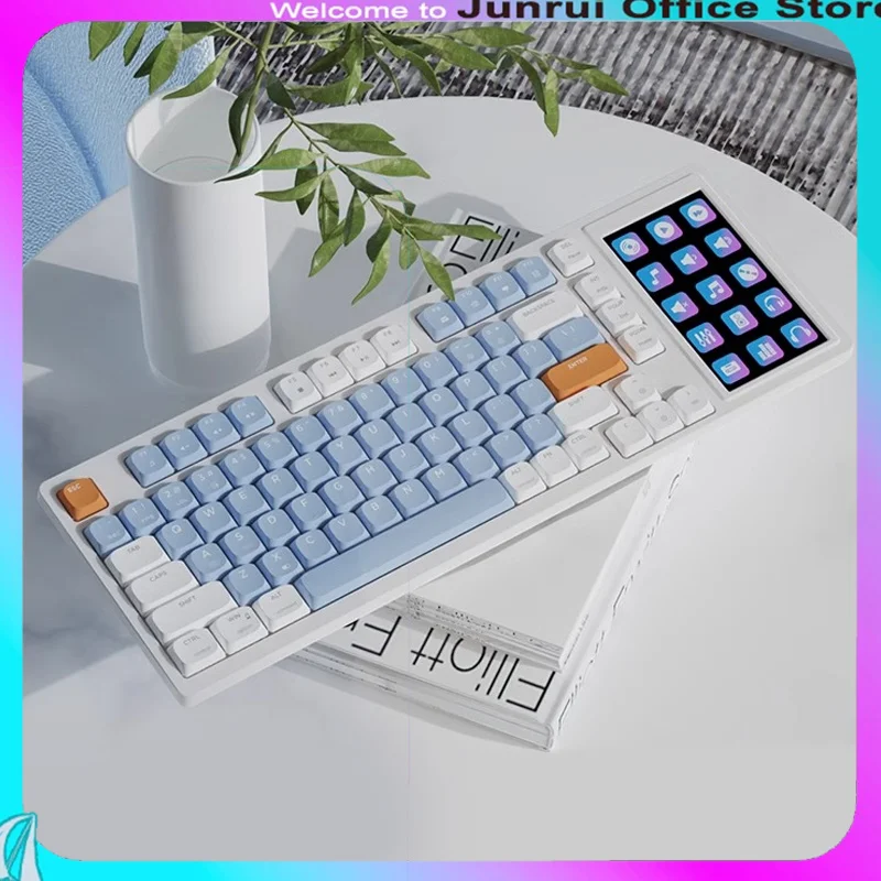 Ajazz Akp815 Low-Profile Mechanical Gaming Keyboard Wired Rgb Light 81key Touch Screen Visual Programming Custom Driver Keyboard