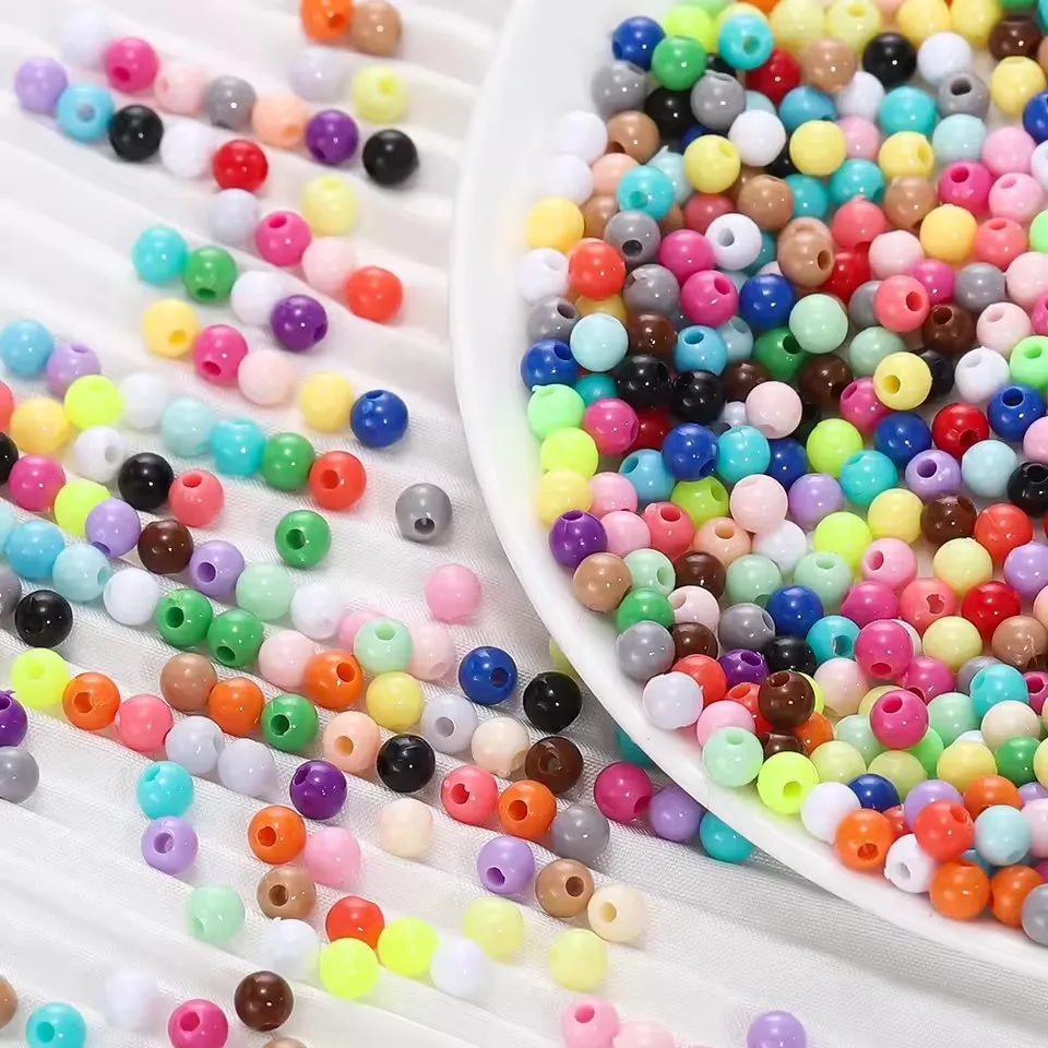 10 gr/los 4mm Bunte Acryl Perlen Runde Form Lose Spacer Perlen für DIY Charms Halskette Armband Schmuck Machen zubehör