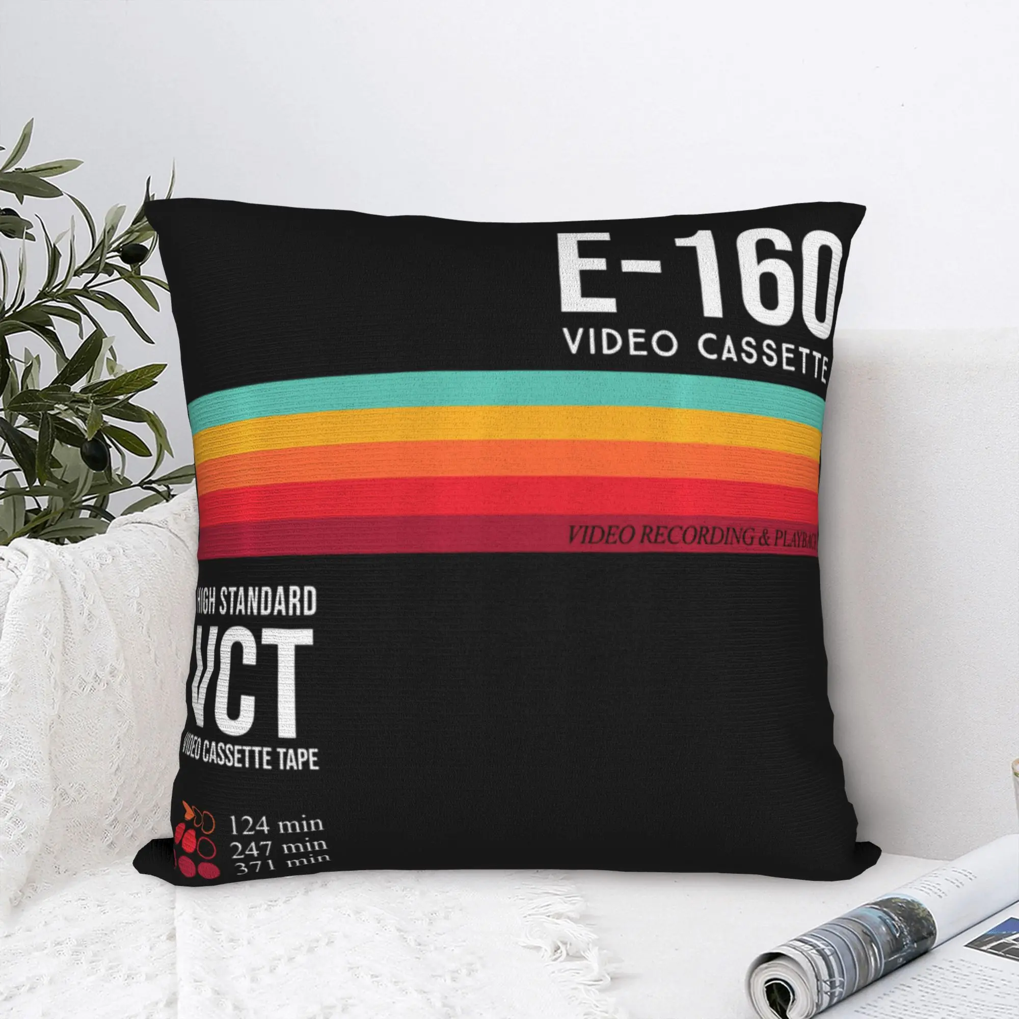 Printing 80s Video Cassette Tape Costume VHS Pillowcase Fabric Cushion Cover Decorative Vintage Pillow Case Cover Home Zippered