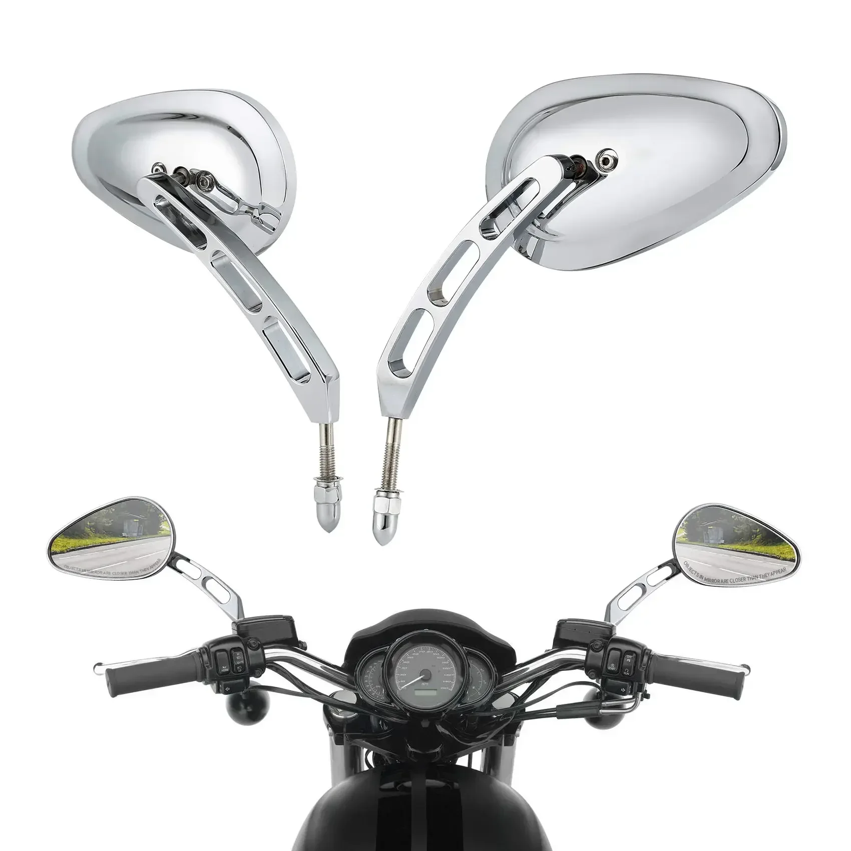 For Harley Heritage Softail Road King Glide Sportster 1200 XL883N Motorcycle Parts 8mm Rear View Mirrors