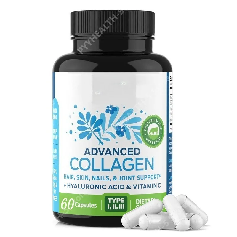 

Multi Collagen with Hyaluronic Acid and Vitamin C, 2 Capsules Serving, Skin Support for Women Men, 60 Capsules Daily Care