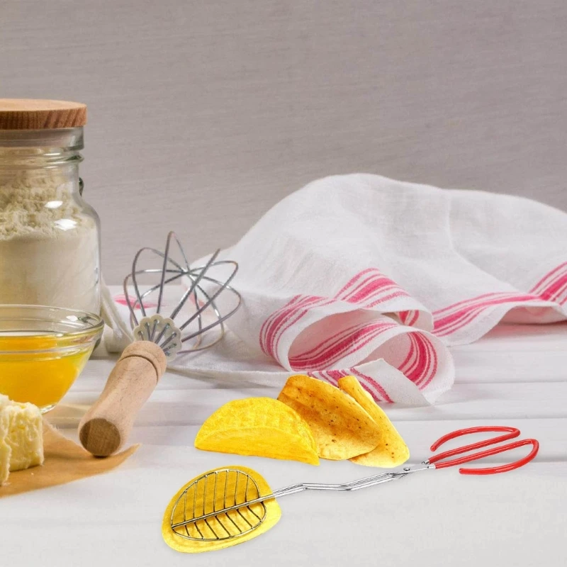 Homes Kitchen Tacos Shell Shapeing Tongs Thép không gỉ thực tế Tay cầm dài để chế tạo vỏ