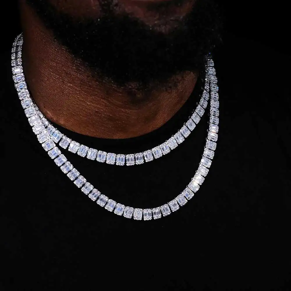 

Hip Hop Crystal Jewelry Iced Tennis Chain Men Chunky Necklace Iced Cubic Zircon Miami Cuban Link Chain Necklace