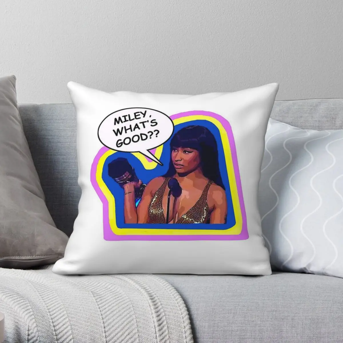 Nicki Minaj Miley What's Good Square Pillowcase Polyester Linen Velvet Creative Zip Decor Home Cushion Cover