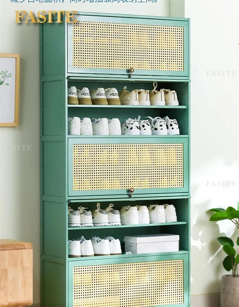 

Японский тканый шкаф для обуви, домашний шкаф для хранения в спальне, современный домашний большой вместительный пылезащитный входной шкаф для обуви