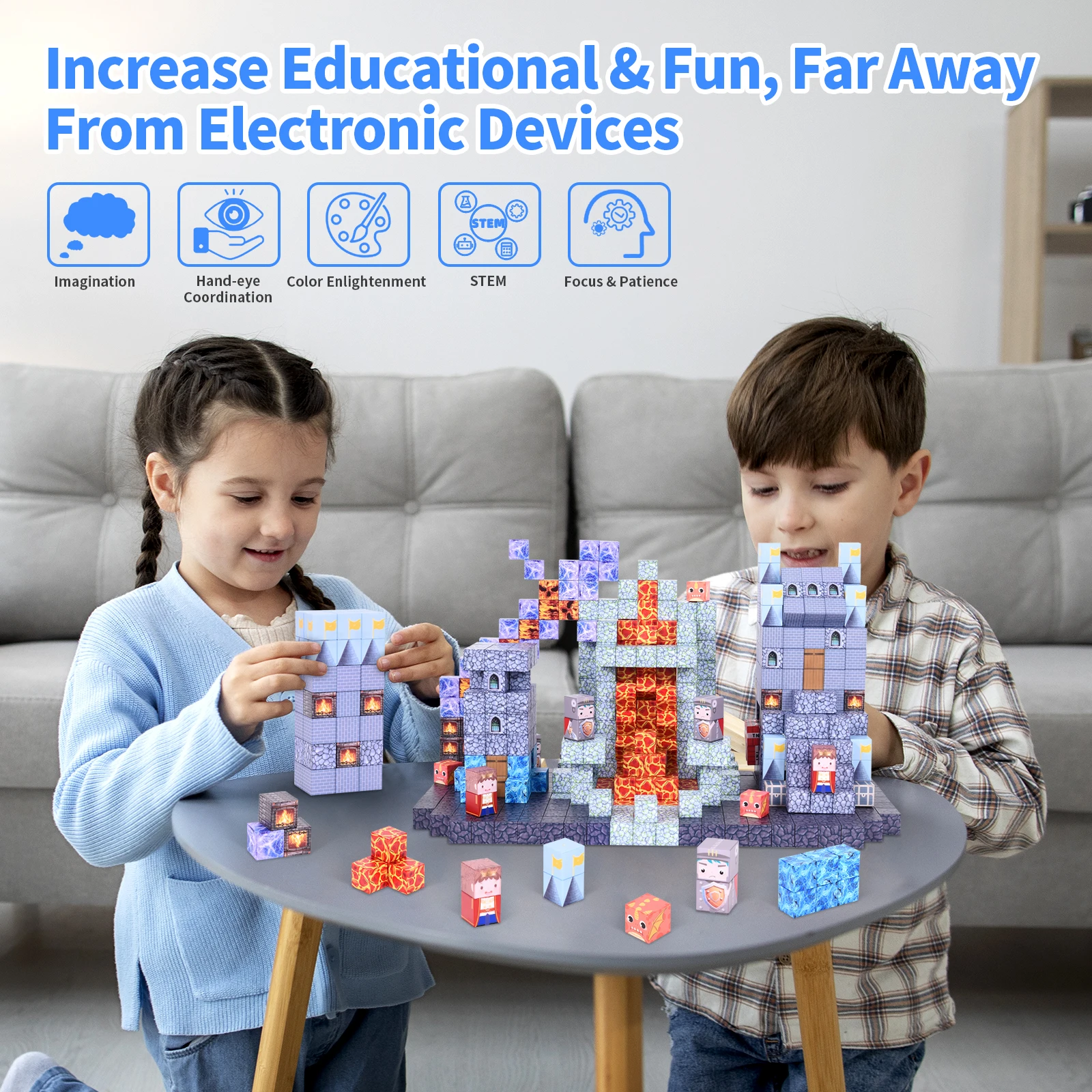 128 قطعة من مكعبات البناء المغناطيسية، أطلق العنان رحلة البناء الإبداعي، الألعاب الحسية الجذعية، هدايا عيد الفصح للأطفال الصغار