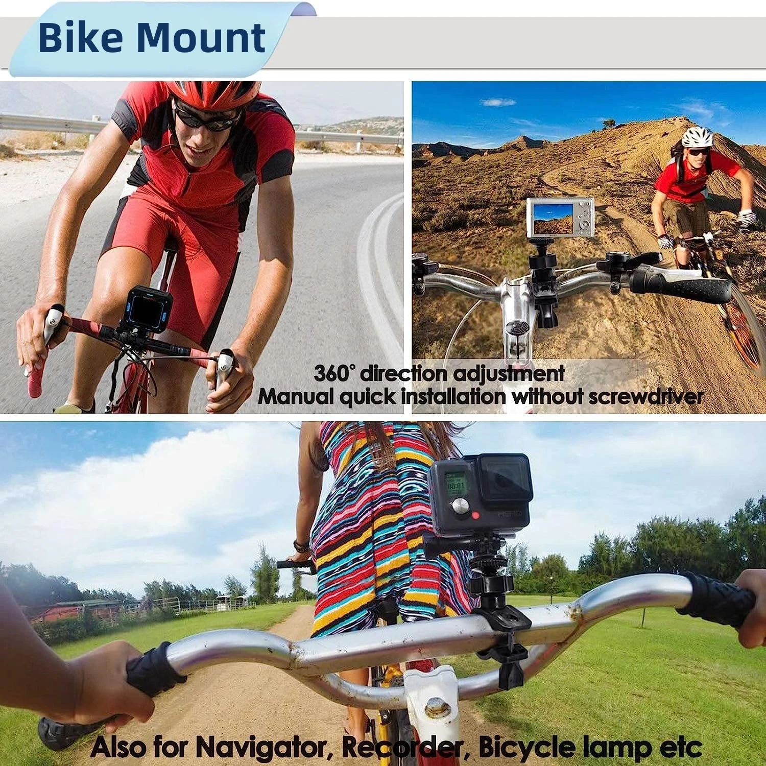 Bicycle Mobile Phone Holder Suitable For Gopro Camera Accessories O Ring Screw Head Motorcycle Riding Fixed Bracket Adapter