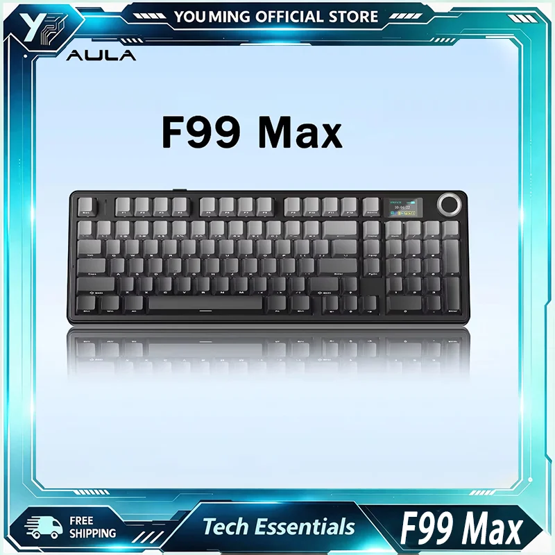AULA F99Max Wireless Mechanical Keyboard 99‑Key Smart Display Hot‑Swap RGB Backlit Tri‑Mode Gaming Keypad For PC Esports