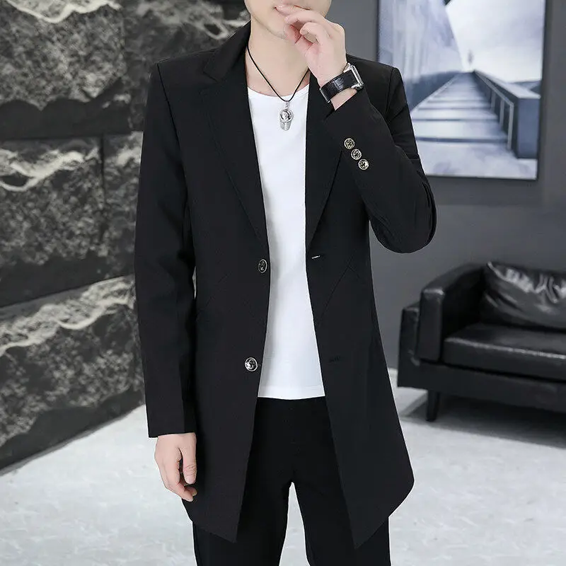 

Мужской повседневный корейский приталенный пиджак-блейзер, модный универсальный верхний слой одежды из полиэстера