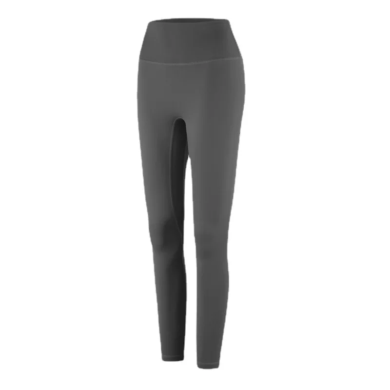 Pantaloni da yoga abrasivi a doppia faccia pantaloni sportivi attillati a vita alta con sollevamento dell'anca pantaloni da fitness da corsa a nove punti