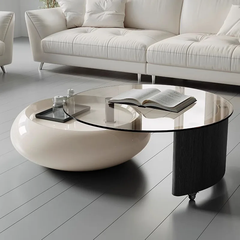 Japanese Luxury Coffee Table Minimalist Round Glas Designer Coffee Table Modern Mobile Mesa Auxiliar Living Room Table Furniture