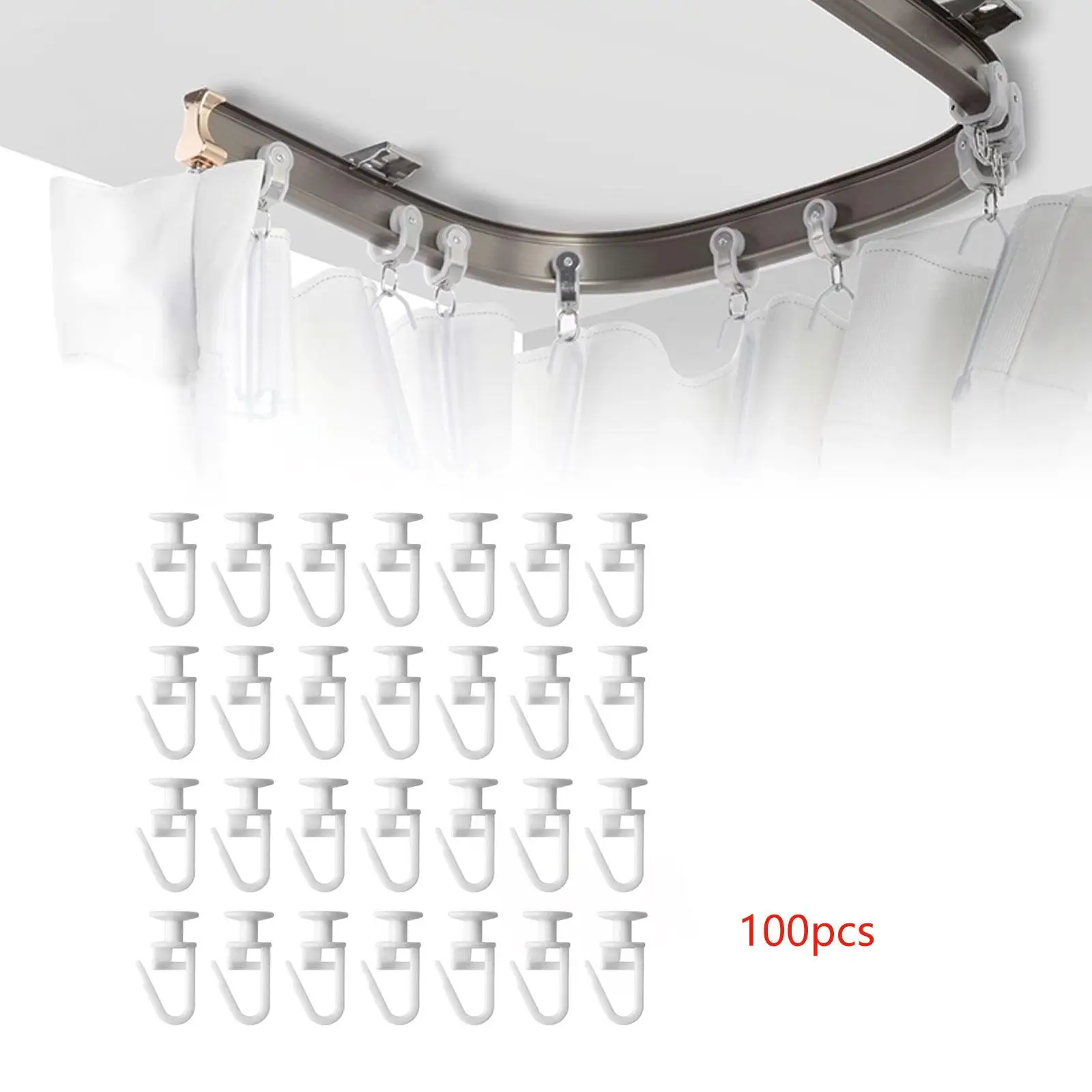 Curtain Track Gliders Plastic Curtain Rail Pulley Hooks Smooth Glide Curtain Roller for Hotel