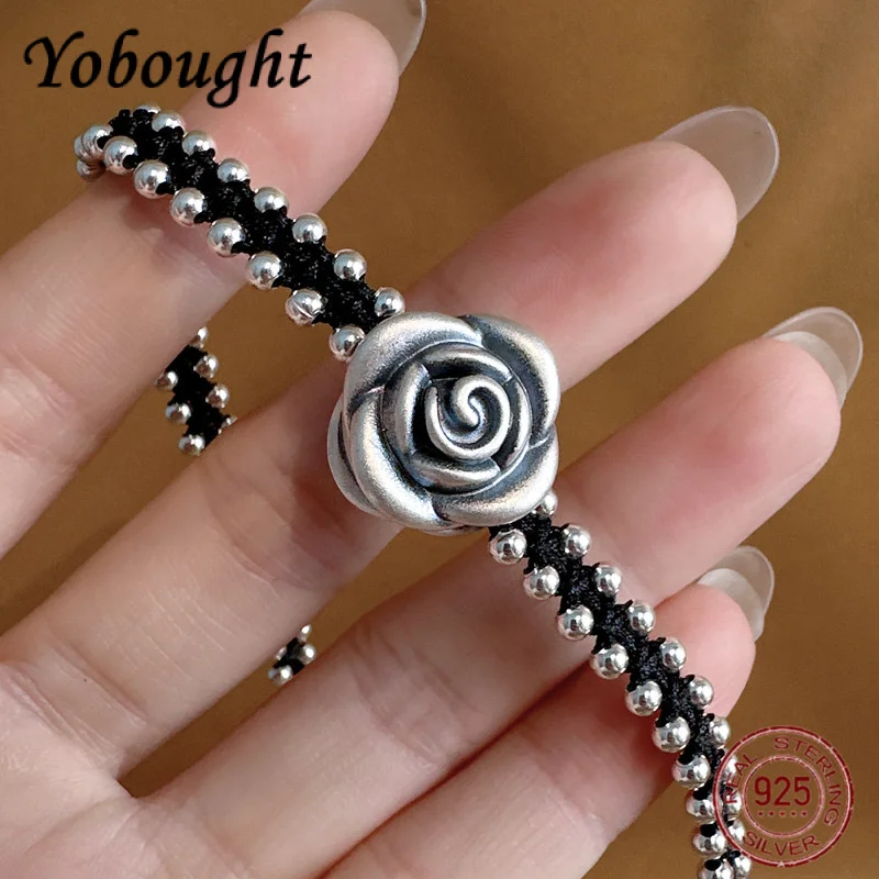 

999 Foot Silver Vintage Rose Necklace Handmade Double Row Woven Collarbone Chain For Women