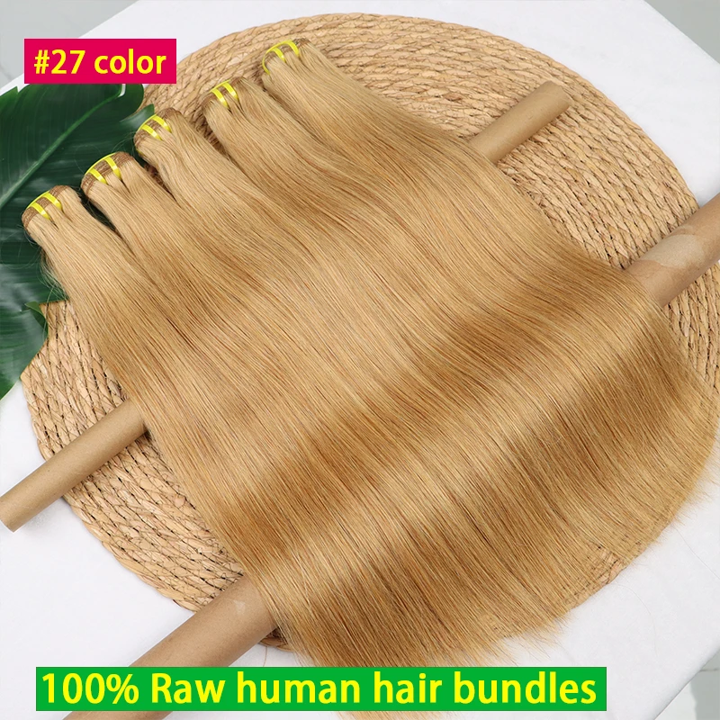 

# 27 цветных медовых блонд, прямые пучки человеческих волос, 100% необработанные натуральные волосы, наращивание волос, двойной уток, 15 А, необработанные необработанные волосы