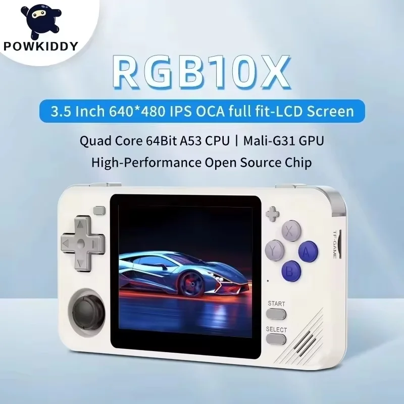 NEW POWKIDDY RGB10X Handheld Game Console 3.5 Inch 4:3 IPS Screen ArkOS Opendinglinux Gaming RK3326 Children's Gifts