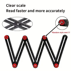 Multi Functional Aluminum Alloy Six Fold Ruler Woodworking Ruler Section Measuring Ruler Ceramic Tile Hole Universal Locator