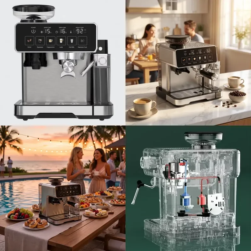 PANCERKA Semi-Automatic Coffee Machine with Automatic Milk Frother One-Touch Brewing and Creamy Foam for Home Office Party