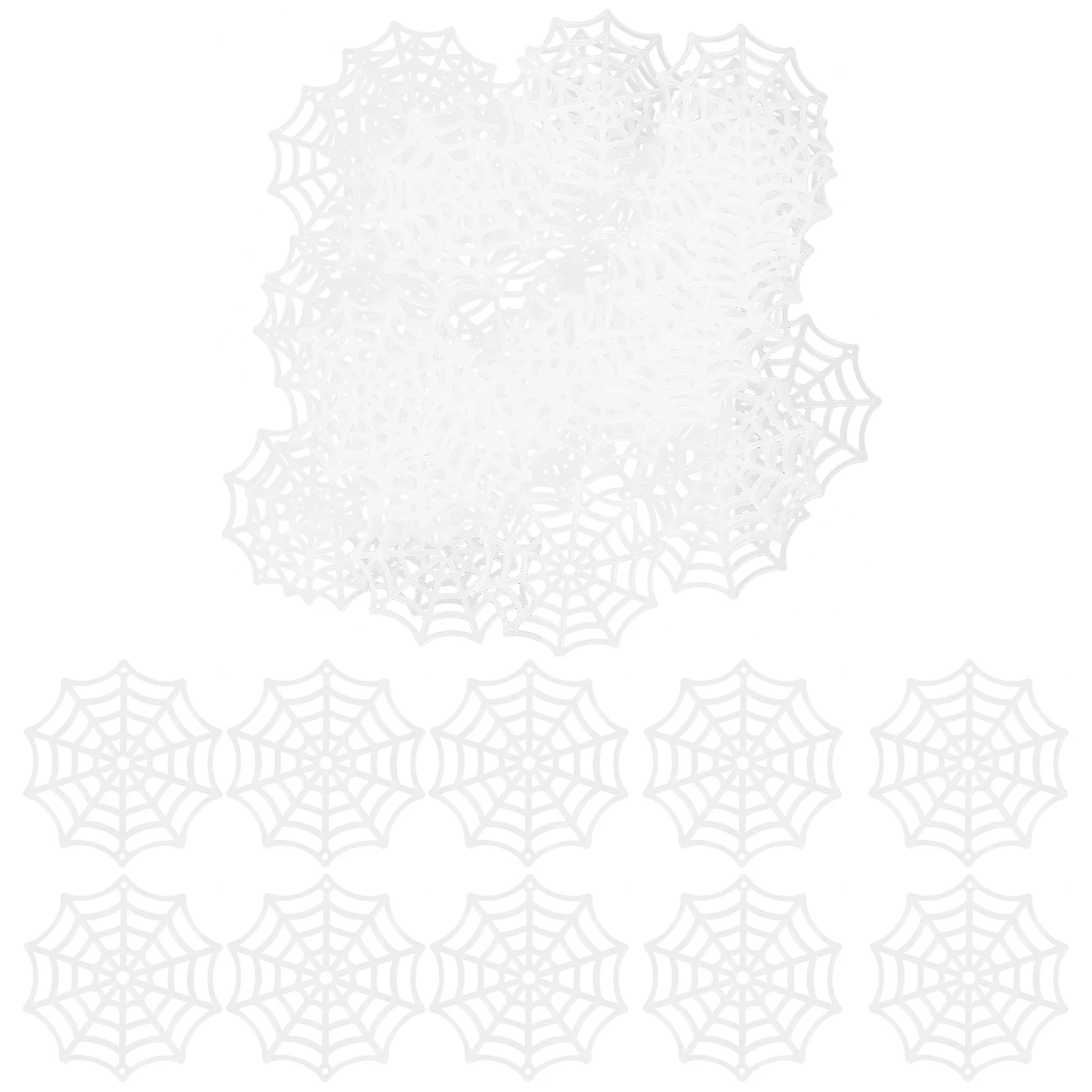 

Halloween Party Favors 50Pcs Plastic Spider Web Decorations Luminous Cobweb Spiders Festive Supplies Haunted Ornaments Mug