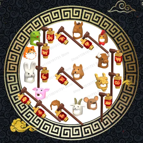 Hot cartoon anime Monkey Chicken Dog Pig Classic Animal Action Figures Animal Building Block DIY Toys for Children Gifts