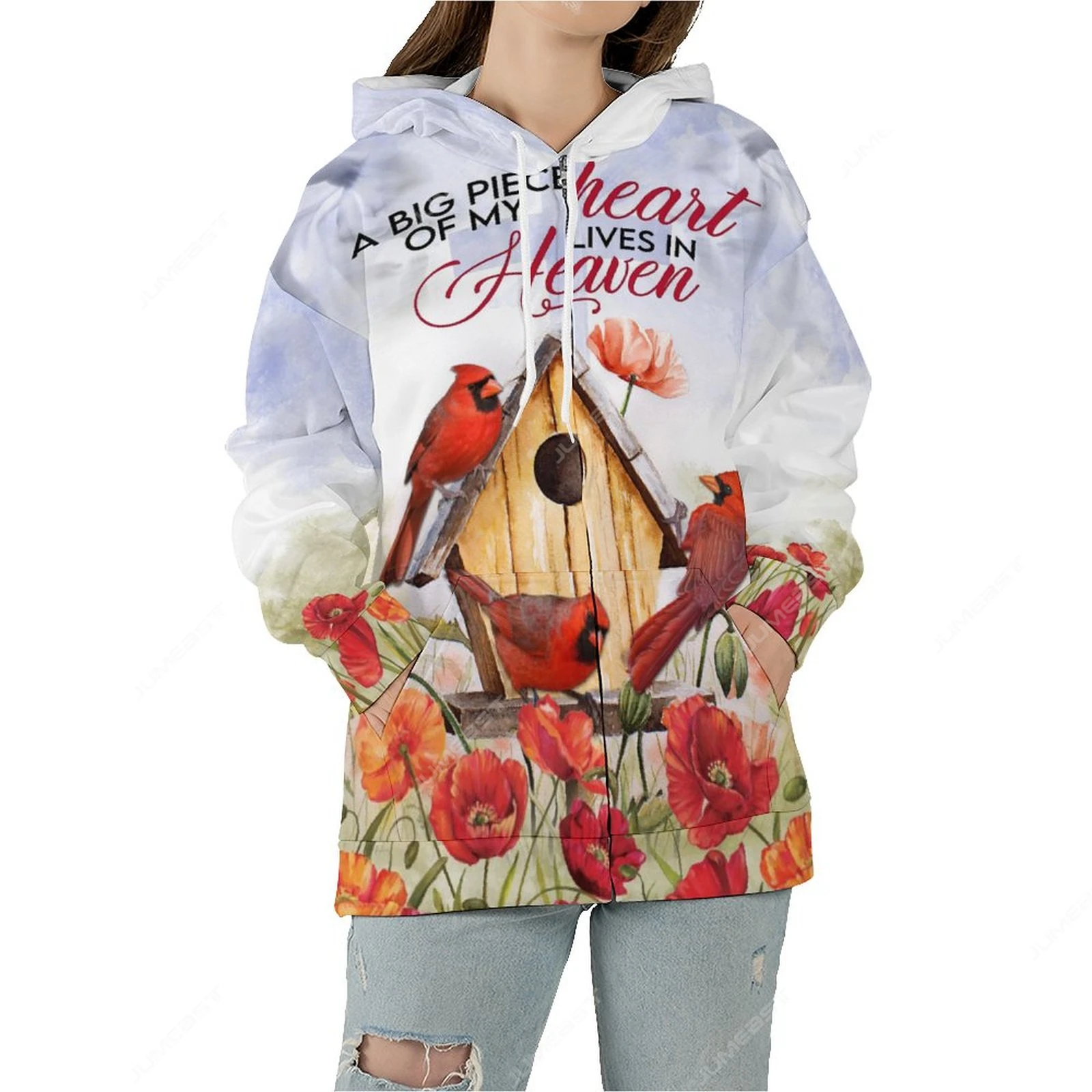 Jumeast Cardinals Women Zipper Hoodies Fitness Cottagecore Fall Aesthetic Bird Men Hooded Sweatshirts Drip Hippie Clothes Coats