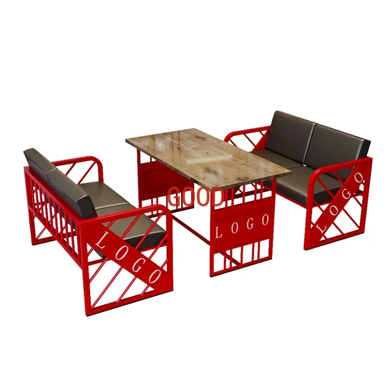 

Industrial style creative bar restaurant double booth sofa music