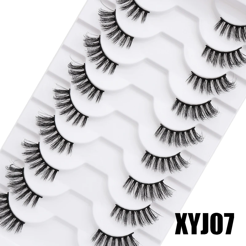 DINGSEN 10 Paar Natürliche Wimpern Halblange Katzenaugen-Wimpern 3D Kunstnerz Flauschige Wimpern Flügelige Falsche Wimpern – Detail 14