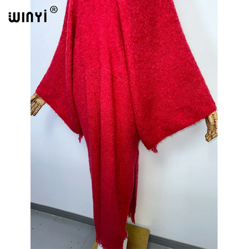 WINYI Autumn Winter monocolour Comfort Warm Thick Women Sweater Dress elegant Knitted Casual Dress Loose Lady Warm Dresses