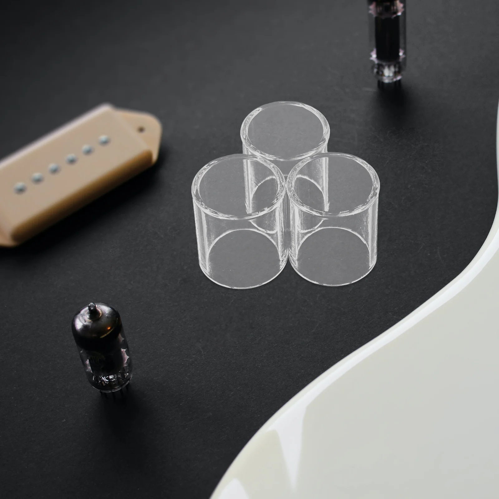 

3Pcs Guitar Slide Bars Transparent Finger Sleeve Glass Slides Clear Tone Finger Ring Stable Fit for Electric Acoustic Guitar