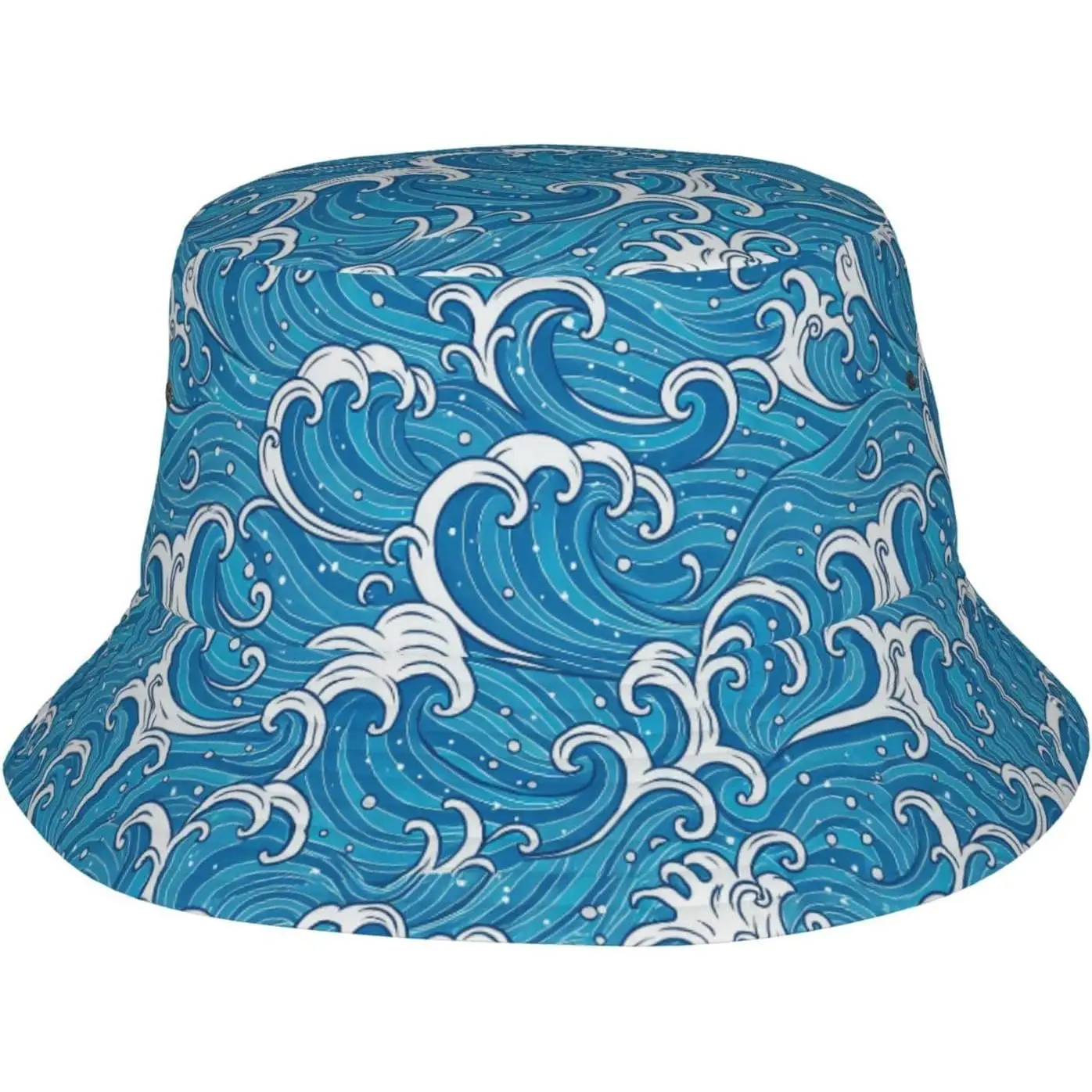 Sea Waves Pattern Bucket Hats for Women Summer Sun Beach Travel Outdoor Fishing Cap Unisex Men Bucket Hat