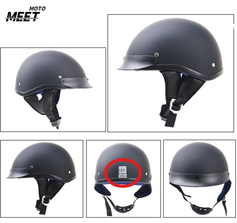 Casco de Moto Estilo Coreano Vintage, Medio Casco, Homologado por DOT, Casco Jet para Motocicleta y Scooter, para Verano