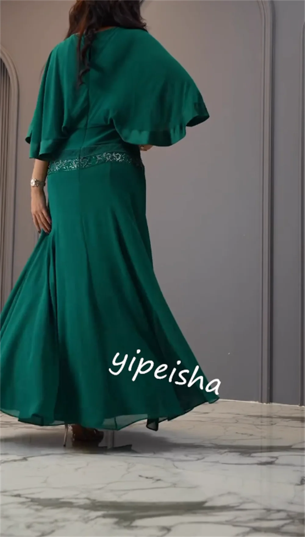 Prom Dress Evening Chiffon Ruffle Homecoming Sheath O-Neck Bespoke Occasion Gown Midi Dresses Saudi Arabia  