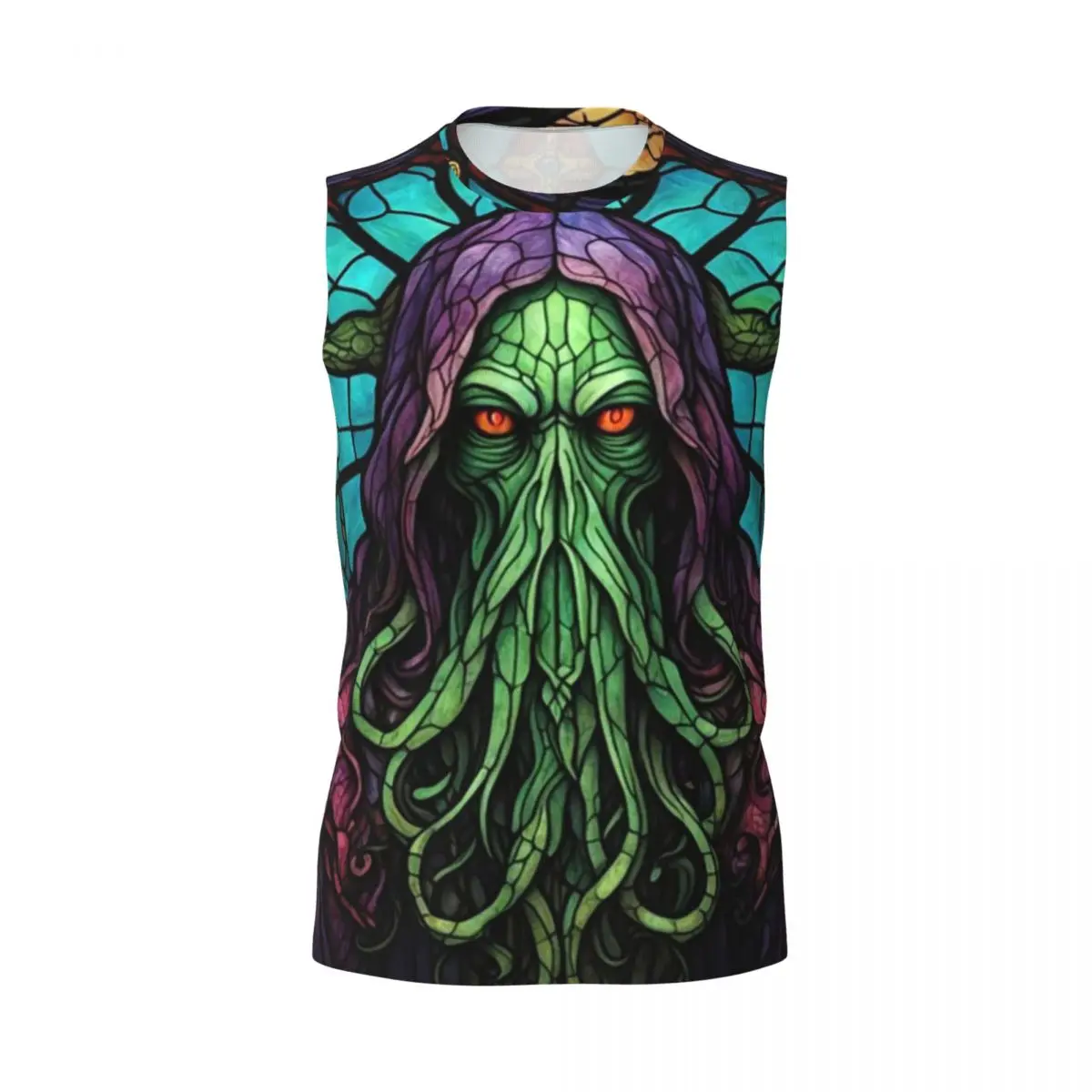 Cthulhu Stained Glass Tentacles Men Printed Sleeveless T-shirt Casual Hip Hop Street Style Beach Holiday Tank Tops