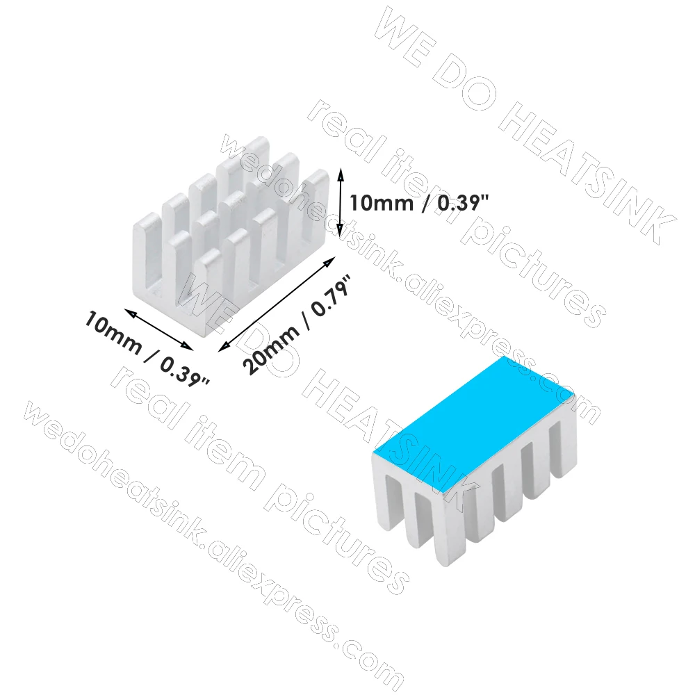 20x10x10mm argento scanalato rettangolo dissipatore di calore radiatore dissipatore di calore per CPU GPU VGA RAM VRAM VRM IC modulo PCB con Pad