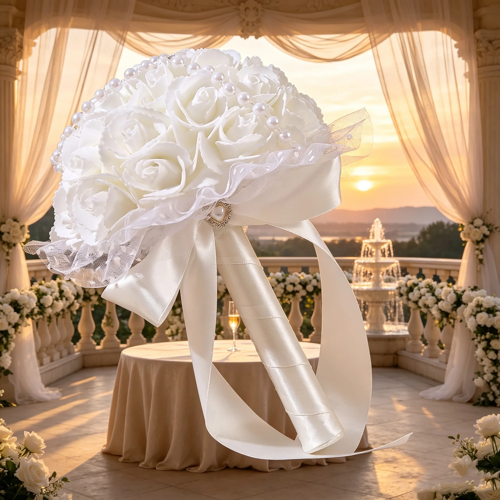 Romantic Wedding Bouquet Artificial Flowers for Brides Dinner Simulation Flower Arrangement Elegant Wedding Decor