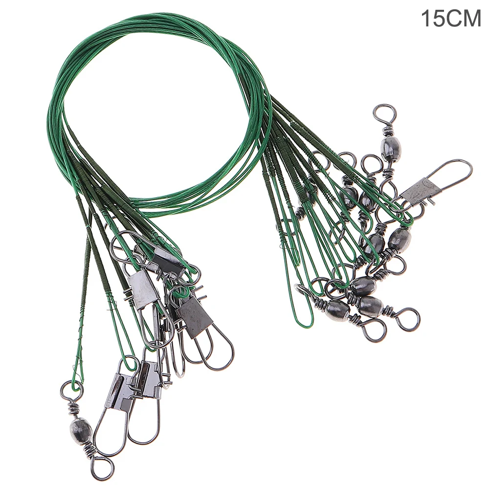 

20pcs 15cm Stainless Steel Anti-bite Fishing Lure Trace Wire Line Rope with B Type Pin Swivel for Ocean / River Fishing