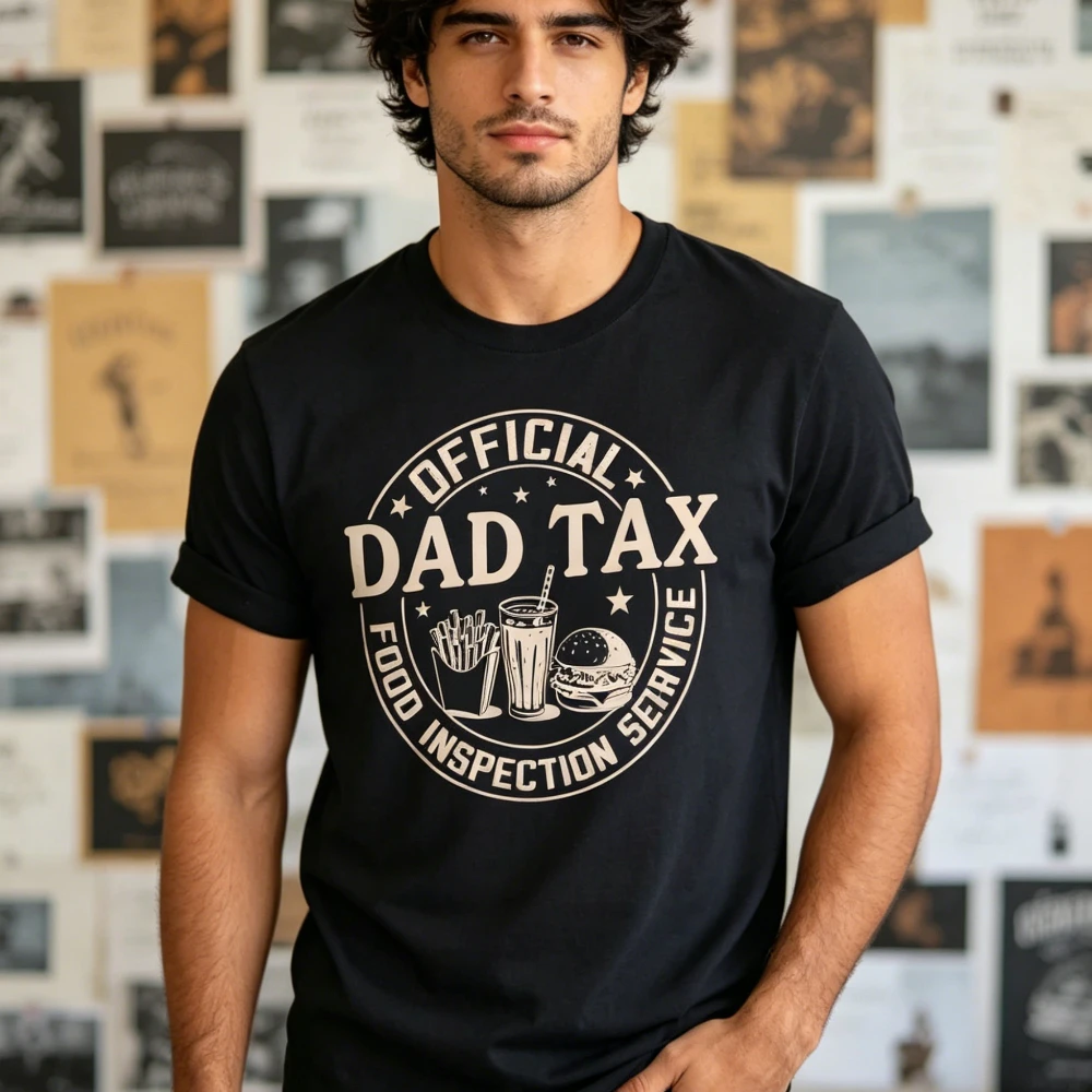 Retro Dad Tax T-shirt Food Inspection Service Shirt Funny Father's Day Gift Clothing Mens Summer Crewneck Tshirt Dad Life Tee