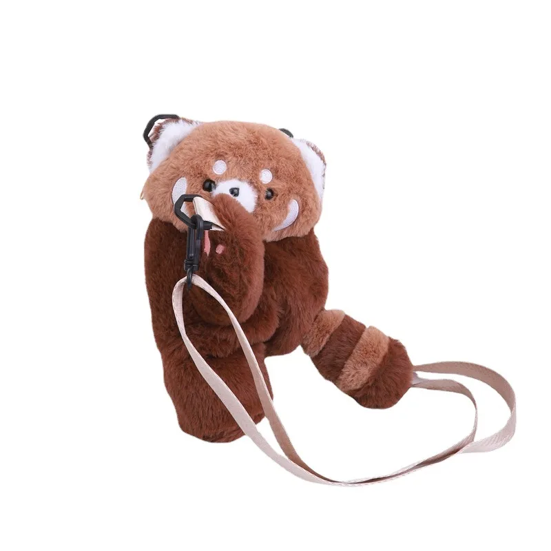 Nuovo cartone animato panda rosso peluche borsa a tracolla personalità carina borsa a tracolla panda inferiore divertente zaino per bambini regalo di compleanno