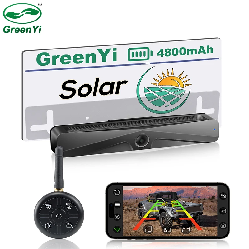 5G WiFi Беспроводная Солнечная HD 1080P задняя/фронтальная камера для лицензии со встроенной батареей 4800 мАч для iPhone Легкая установка для автомобильного фургона RVs