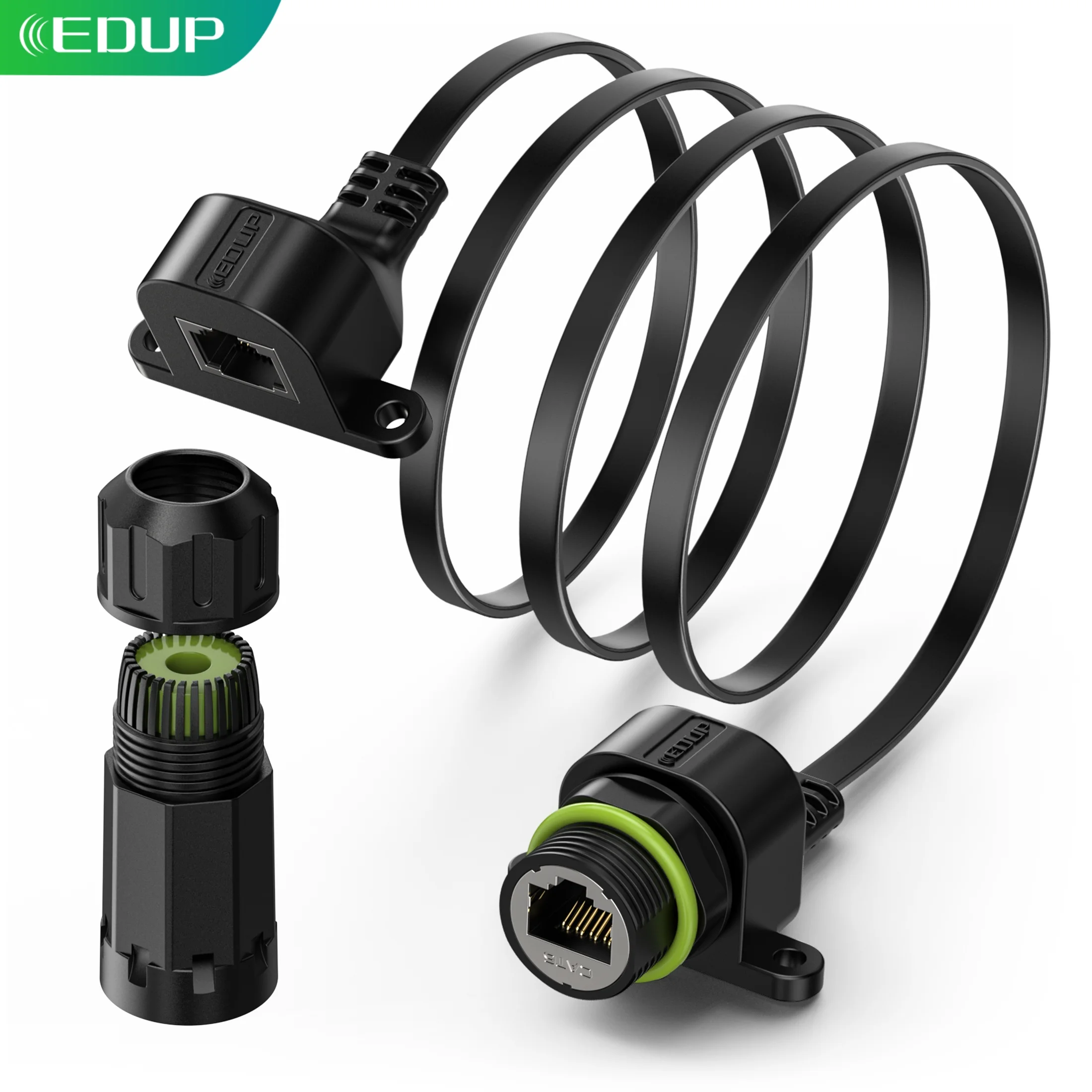 EDUP SK0184 CAT6 Ultra Flat Window Ethernet Cable 10Gbps 100W PoE Drill-Free Weatherproof Routing Kit for Satellite Network