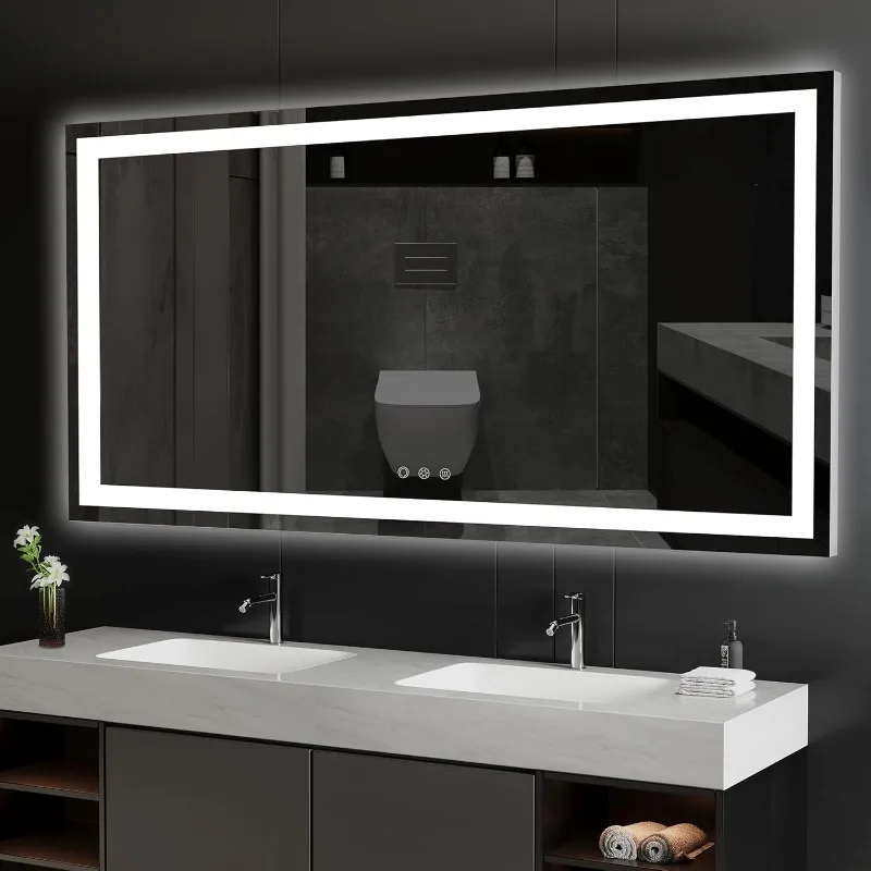 

LED Bathroom Mirror - Anti-Fog, Stepless Dimmable - Bathroom Mirror with LED Lights Mirror for Bathroom