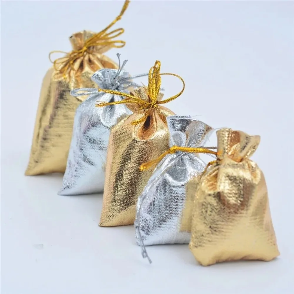 

20Pcs Adjustable Jewelry Packaging Bag Dustproof Silver Gold Colors Candy Storage Pouches Multifunctional Portable