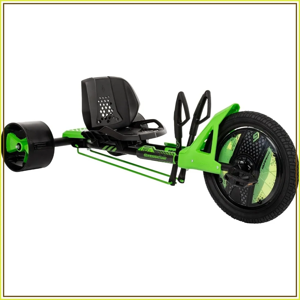 16 Inch Drift Trike, Ergonomic Design, Adjustable Seat, Steel Frame, Easy to Operate, Ages 5-8, Max 80lbs, Coaster Brake, Green/Black