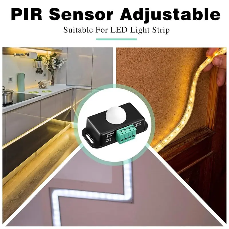 B29C-Motion Sensor Switch Body 12V 24V 6 Pack, PIR Infrared LED Detector With Timer For Flexible For LED Strip Lights